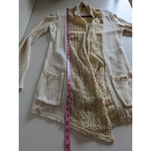Anthropologie Angel of the North Cardigan Sweater Evenie Crochet Cream Size M - Picture 13 of 13